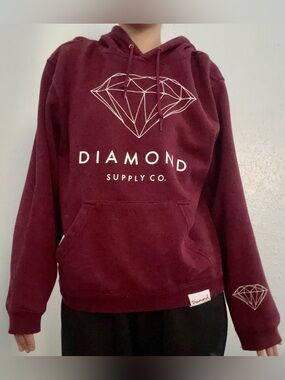 Diamond Supply Co. Burgundy Hoodie with White Diamond Logo